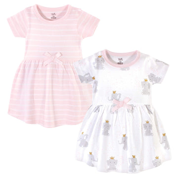 Hudson Baby Infant And Toddler Girl Cotton Dresses Elephant Princess, 12-18 Months