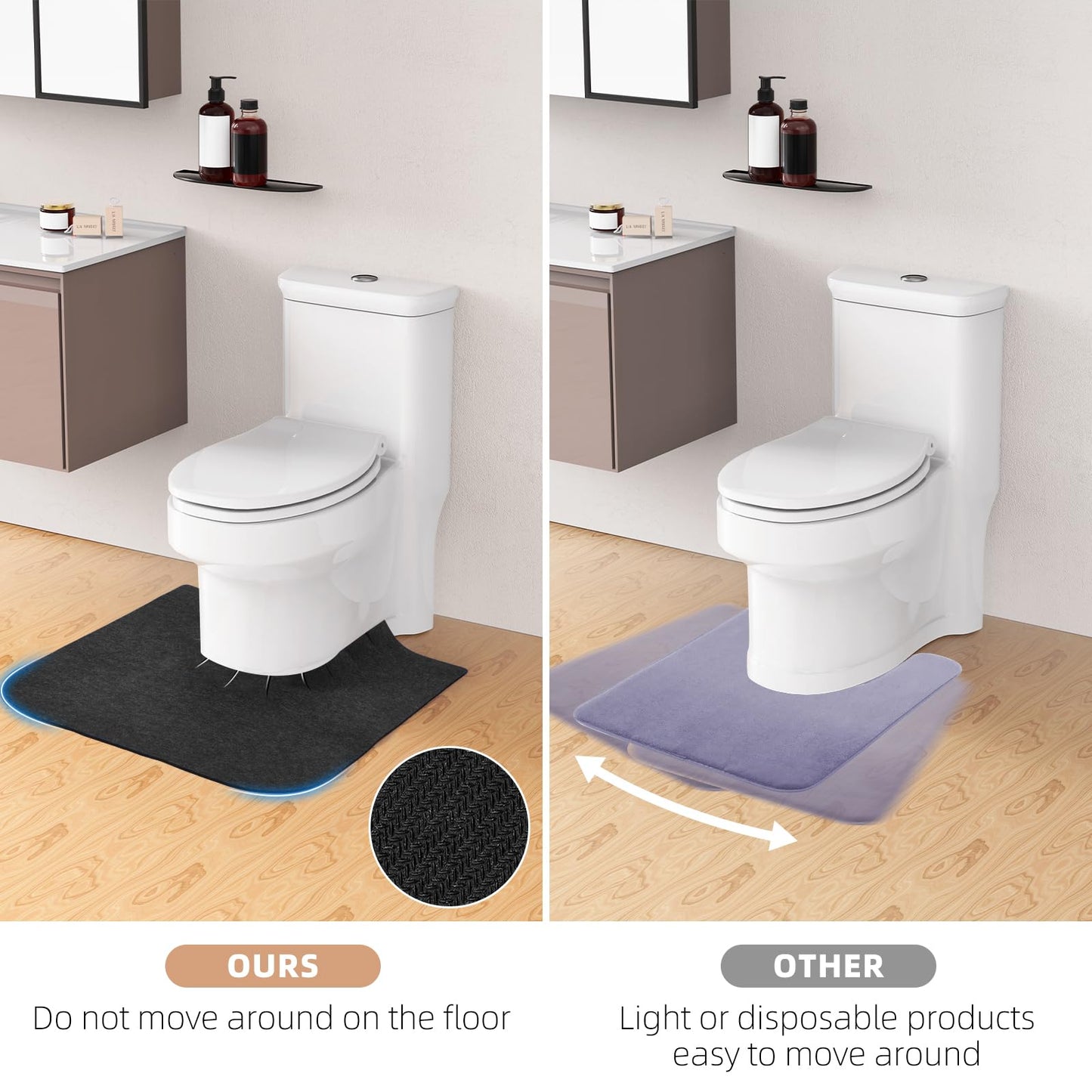 Upgrade Round Commode Potty Training Mats For Boys, Toilet Training Mats, Potty Training Toilet Rugs, Toilet Rugs U Shaped Washa
