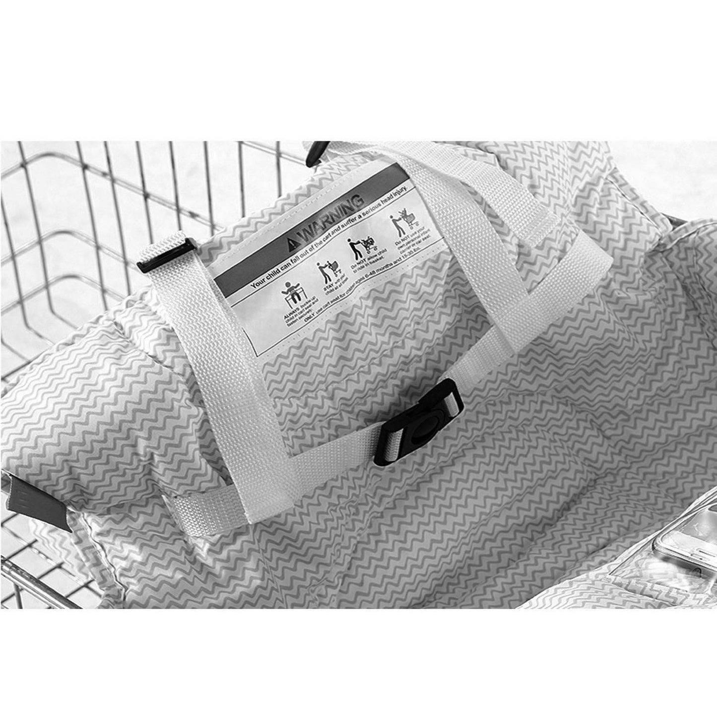 Premium Shopping Cart Cover & High Chair Cover, Easy Install, Harness System, Soft Comfort Cushioning, Universal Size (Chevron)