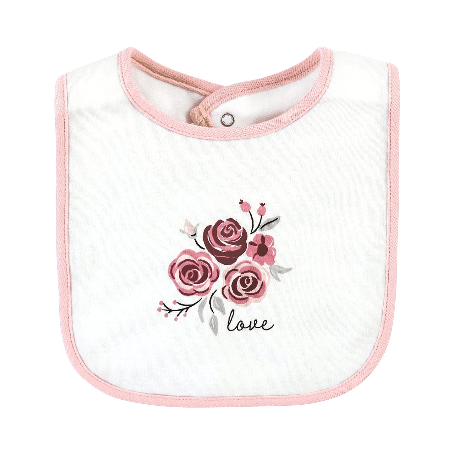 Hudson Baby Unisex Baby Cotton Bibs, Rose, One Size