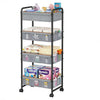 Cidaziya 4-Tier Rolling Sorage Cart,Baby Diaper Caddy Organizer, Nursery Baby Storage with Wheels, 2 Dividers & 21 Pockets,Metal