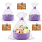 GlikCeil 3 Set of Purple Woven Baby Gift Baskets with Ribbons Cards and Bags for Pet Toy Organize 13.4 x 9.8 x 5.1 Empty Cotton 