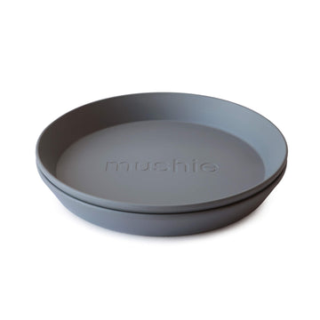 Mushie Round Dinnerware Plates For Kids | Made In Denmark, Set Of 2 (Smoke)