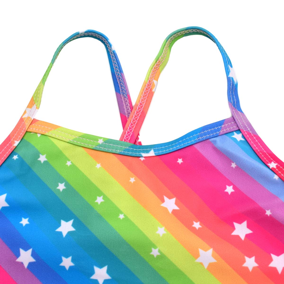 Big Girls One Pieces Swimsuit Cute Swimwear Bathing Suits Rainbow 7T