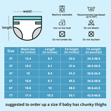 Moomoo Baby Potty Training Underwear For Boys Absorbent Cotton Training Pants Washable And Reusable 2T-7T 6 Packs