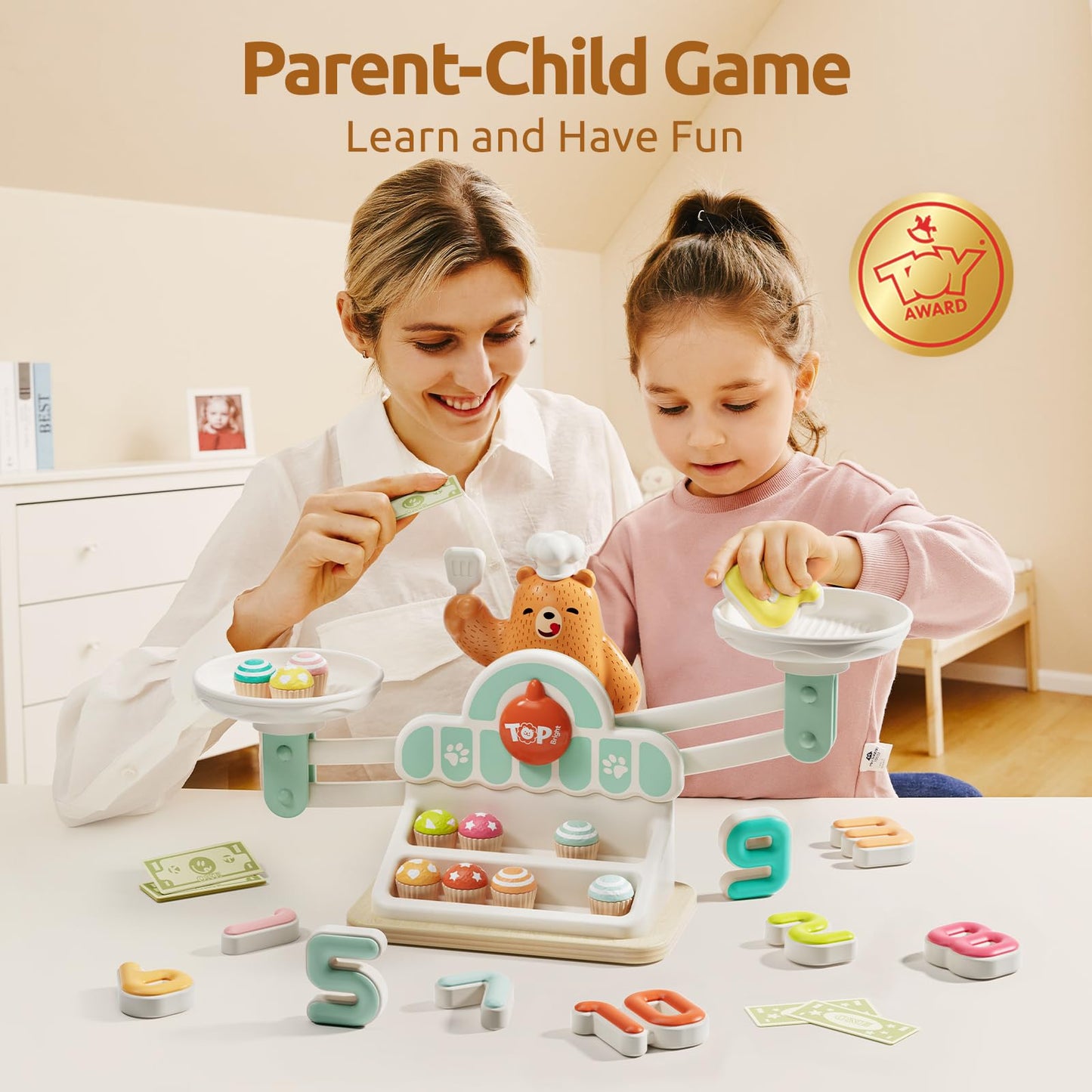 TOP BRIGHT Balance Math Game for Kids - STEM Toys for 3 Year Old Girls Boys Gifts, Balance Counting Toys Educational Kindergarte
