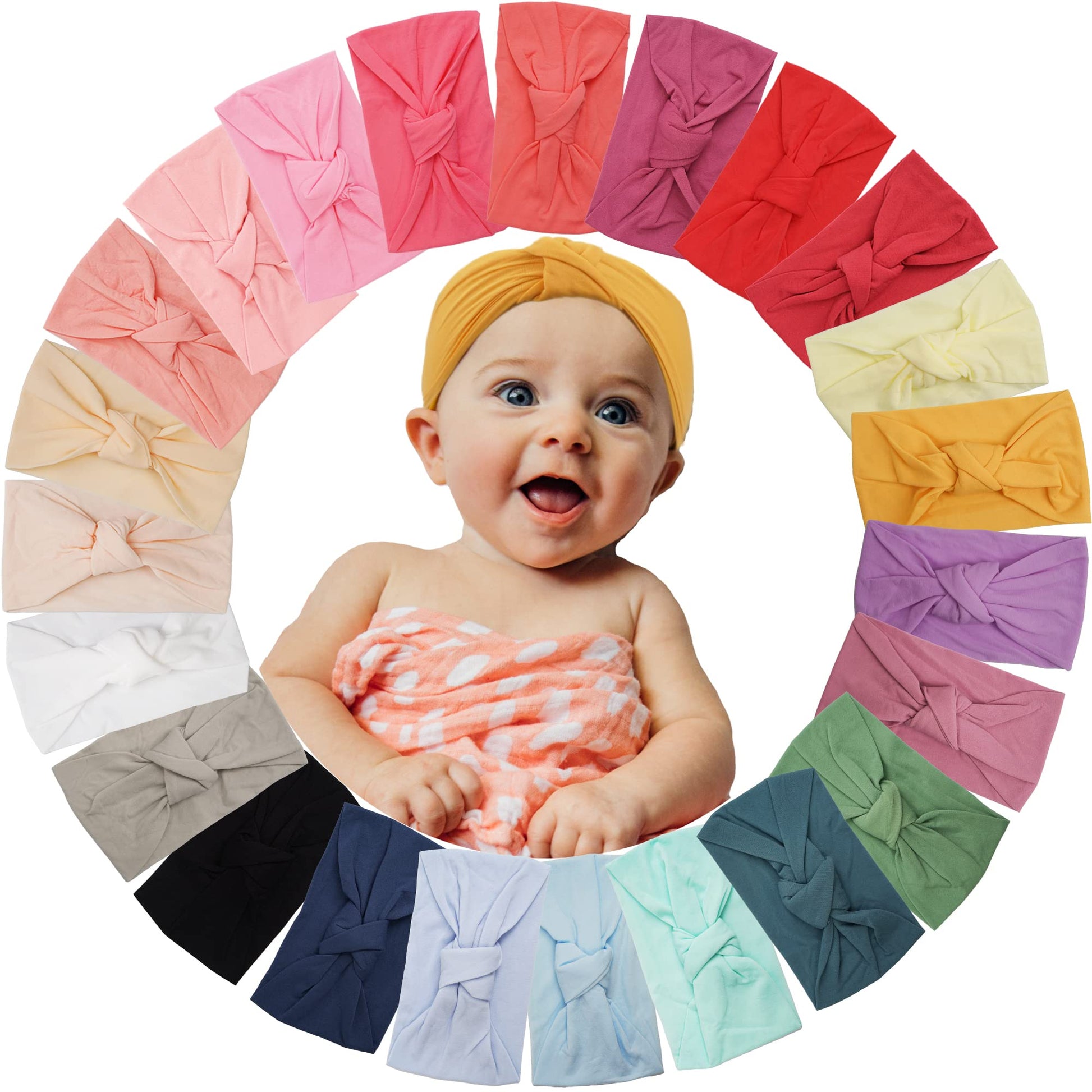 23 Pack Baby Nylon Headbands Hairbands Top Knot Headband Elastics Handmade Hair Accessories For Baby Girls Newborn Infant Toddle