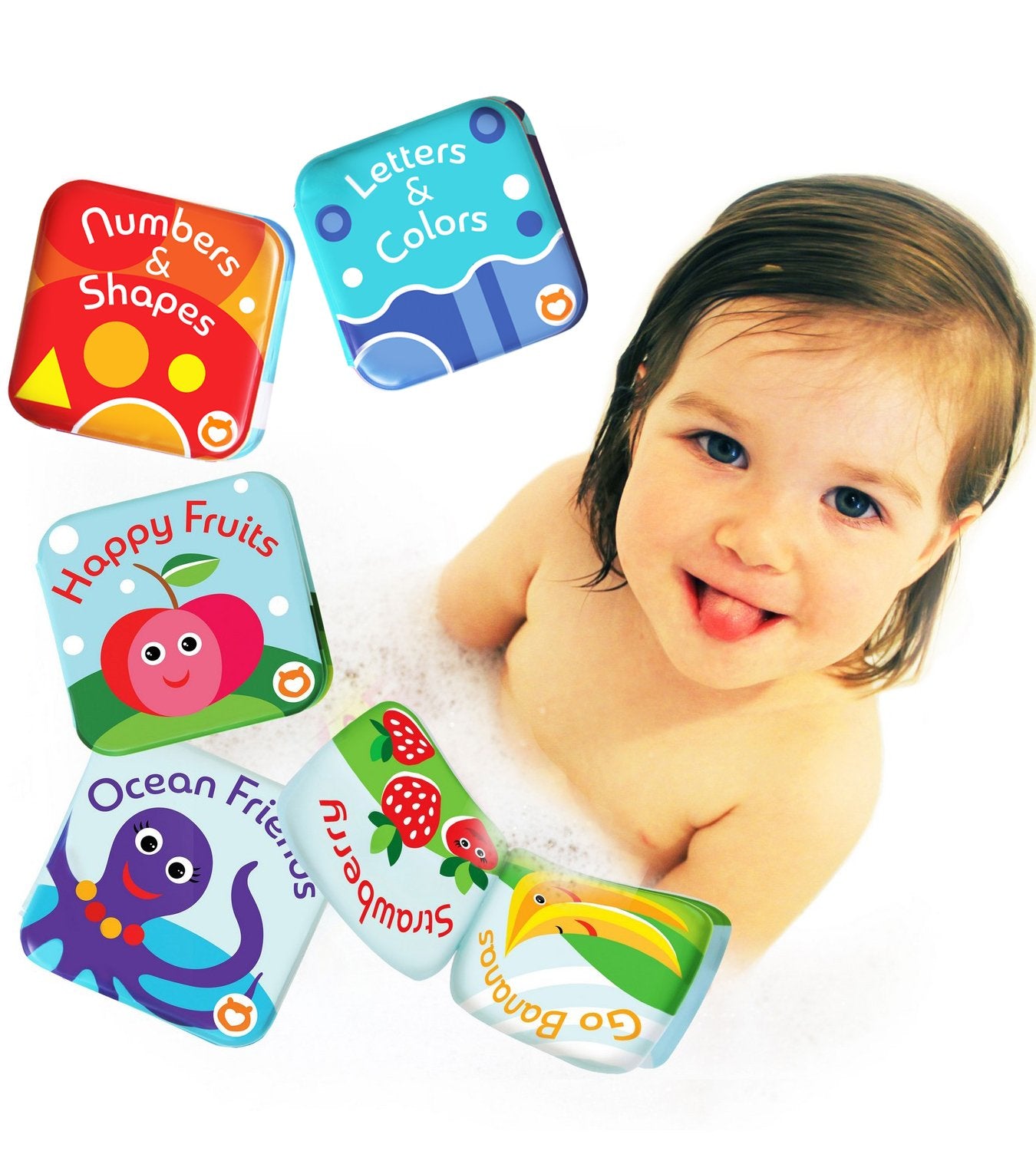 Floating Baby Bath Books Set of 4 - Bath Books for Babies, Infants - Waterproof, Mold-Free Bath Toys for Learning & Early Educat