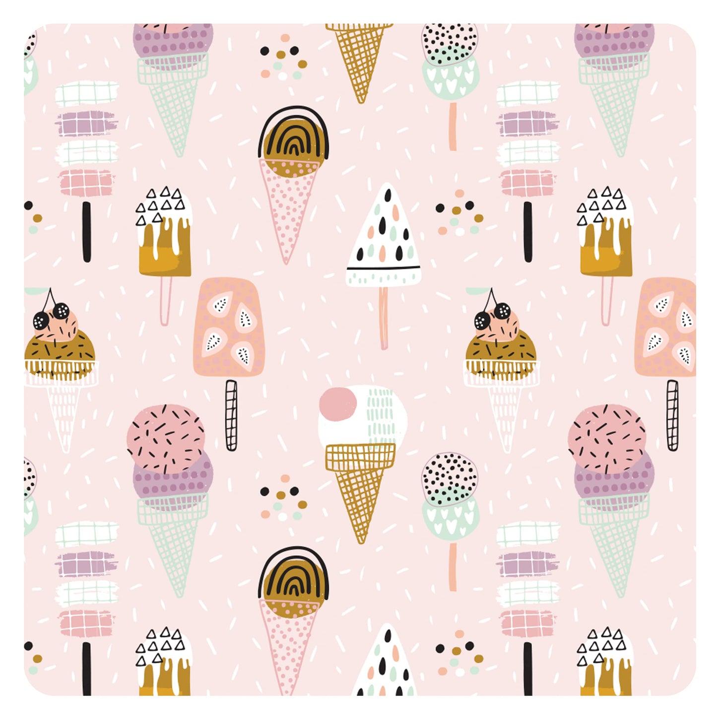 Bapronbaby Pink Ice Cream Splash Mat - Waterproof Catch-All For Under High Chairs, Floors, Tables, Playtime Or Arts & Crafts - M