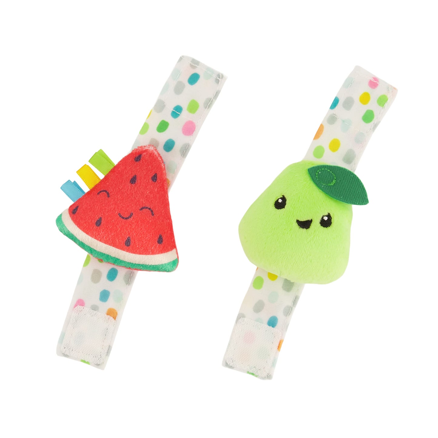 Infantino Babys 1st Rattle Bundle Gift Set, Wrist Rattles, Foot Rattles, Spin & Teethe Gummy Rattle, Multicolor Fruit-Themed, 3