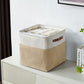 DECOMOMO 13 Inch Cube Storage Bins, Fabric Storage Cube, Basket for Kallax Shelves (Beige & White, Cube 13 - 4 Pack)