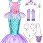 Meland Mermaid Dress For Girls - Little Mermaid Costume For Girls With Bag Princess Dresses For Girls 3-8 Birthday Gift