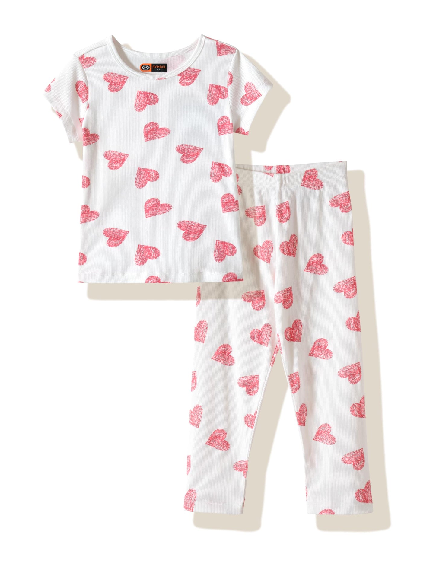 Amazon Brand  Symbol Girls Night Dress | Stretchable Cotton Ribbed TShirt & Pajama Set | Age 214 Years (SKSLGSS2605 (214 