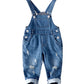 Kidscool Space Baby Boy Girl Jean Overalls,Toddler Ripped Denim Cute Workwear,Light Blue,6-12 Months