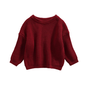 Infant Toddler Baby Girl Boy Knit Sweater Pullover Sweatshirt Warm Long Sleeve Shirt Tops Knitted Fall Winter Clothes (Red, 2-3T