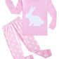 Big Girls Bunny Easter Pajamas 100% Cotton Pink Pjs Sleepwear For Kid 12