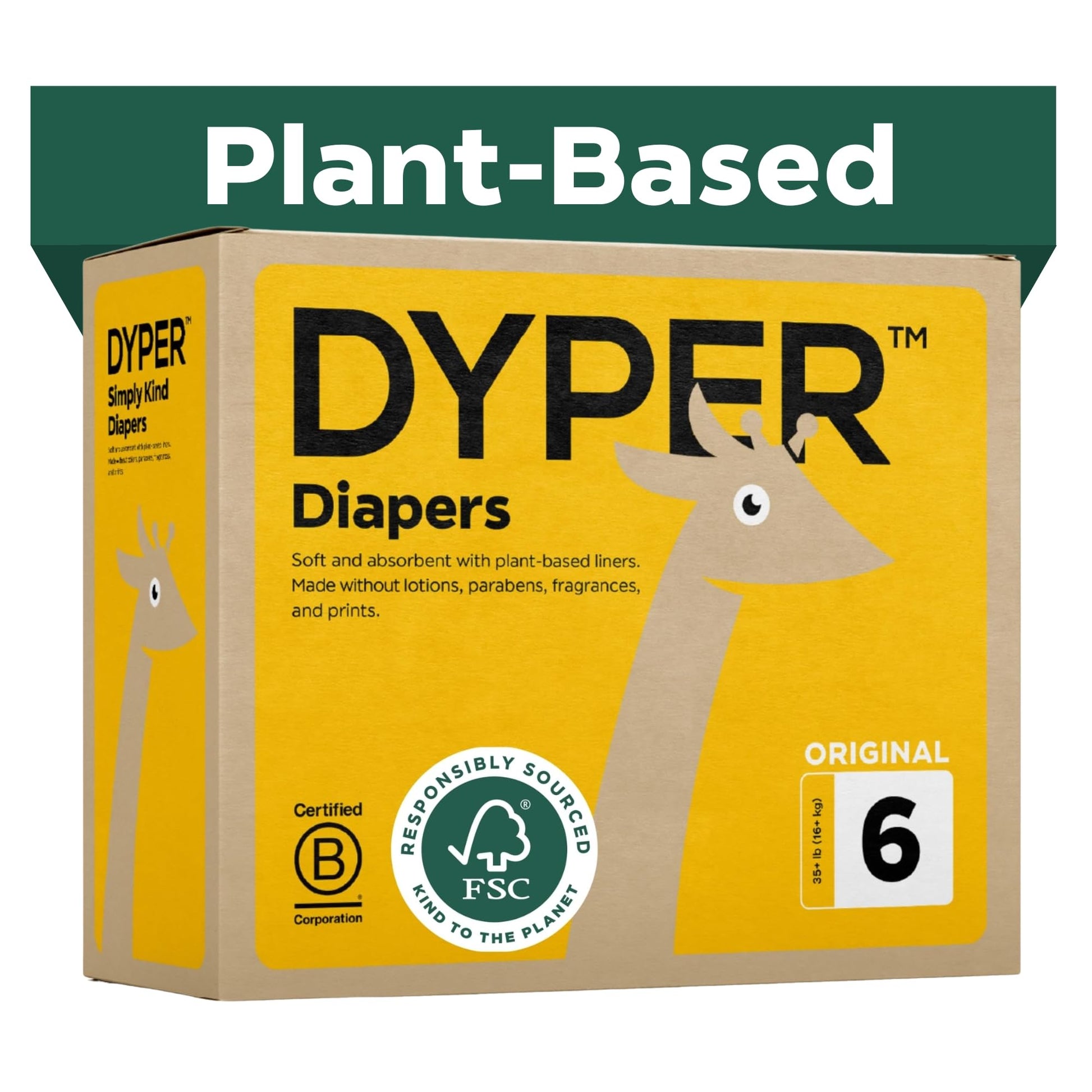 Dyper Baby Diapers Size 6 | Honest Ingredients | Cloth Alternative | Day & Overnight | Made With Plant-Based* Materials | Hypoal