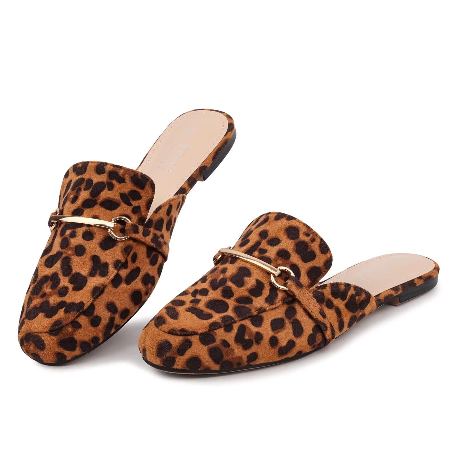 Musshoe Women Mules Comfortable Slip On Mules For Women Flats,Leopard Microfiber 7