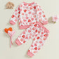 Coorally Toddlers Two-Piece Valentine'S Day Outfits Baby Boy Girl Long-Sleeve Crewneck Printed Sweatshirt And Pants Sets (Pink H
