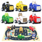 Zero Zoo Baby Toy Cars for 1 2 3+ Year Old Toddler, City Guard Series Press and Go, Pull Back Vehicle with Soft Plush Car Mat, E
