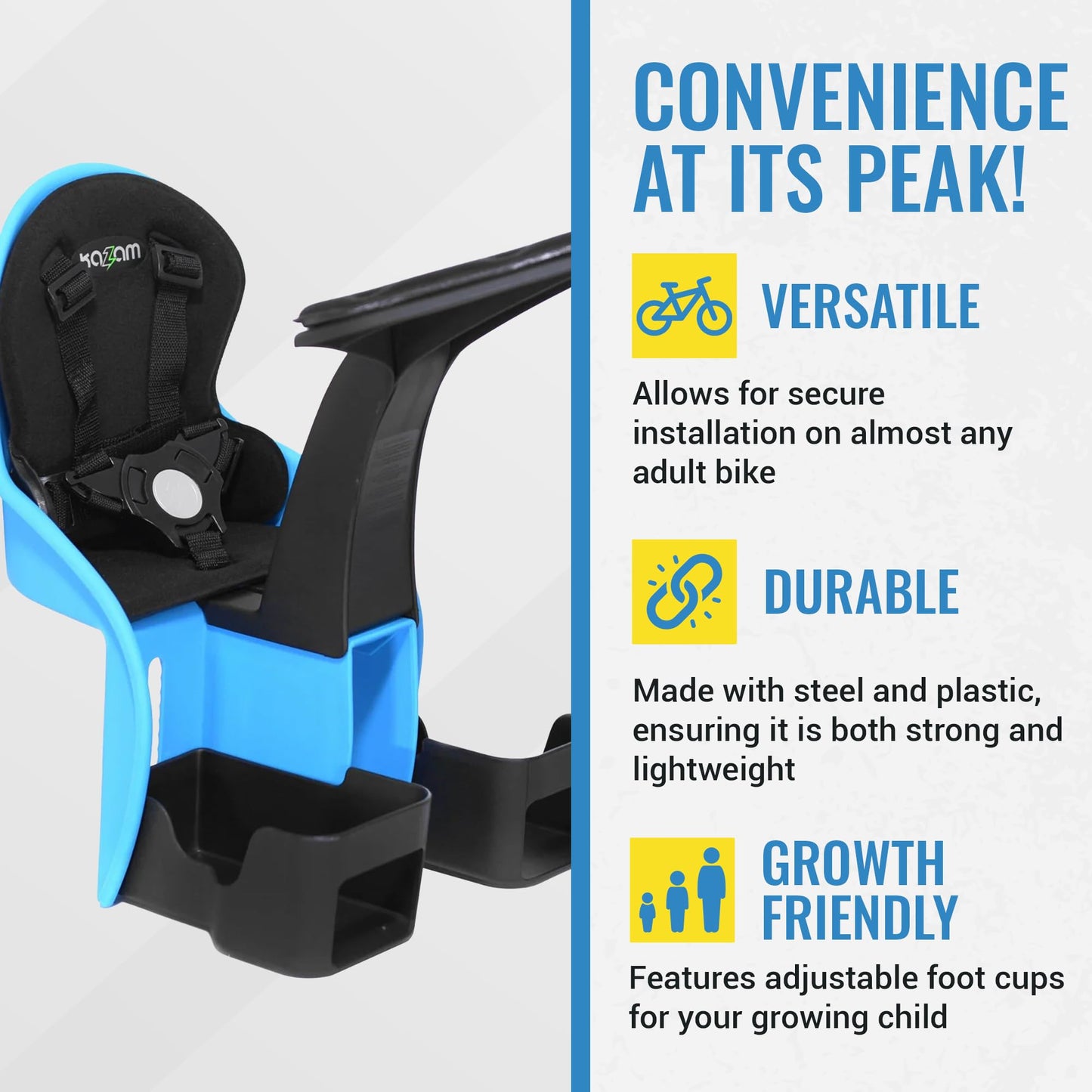 Kazam Kangaroo Classic Front Mount Bicycle Child Seat, Light Blue, Universal