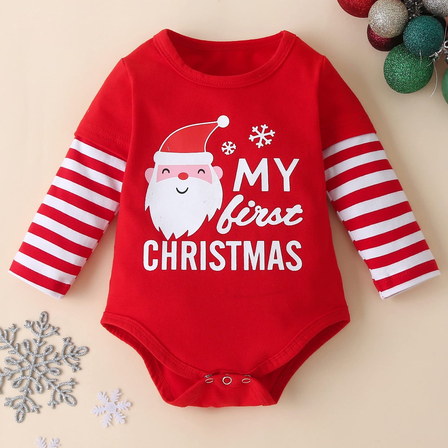 Fullfamous My First Christmas Baby Girl Boy Clothes Outfits Red Christmas 3-6 Months