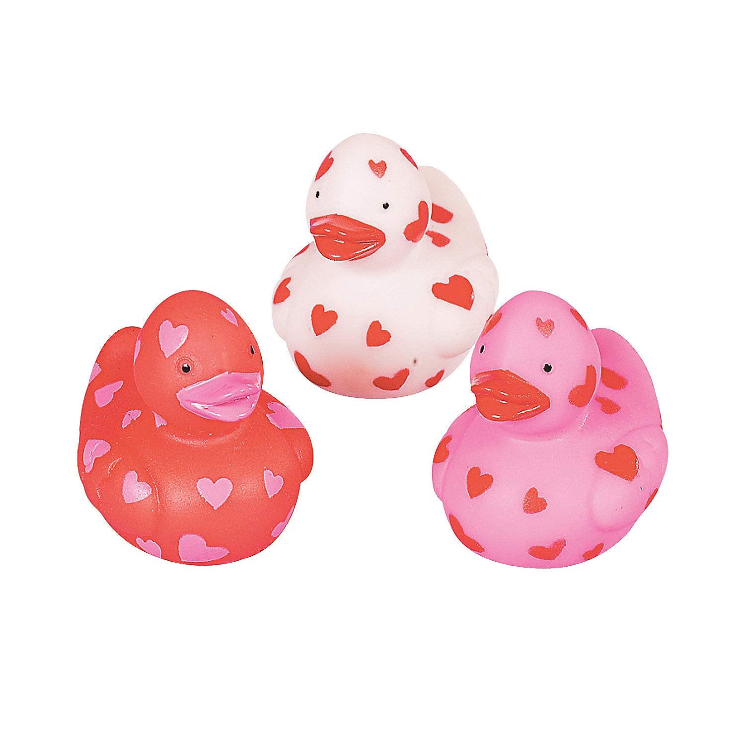 Mini Valentine Rubber Duckies - Bulk set of 24 - Valentines Day Toys, Party Favors and Handouts