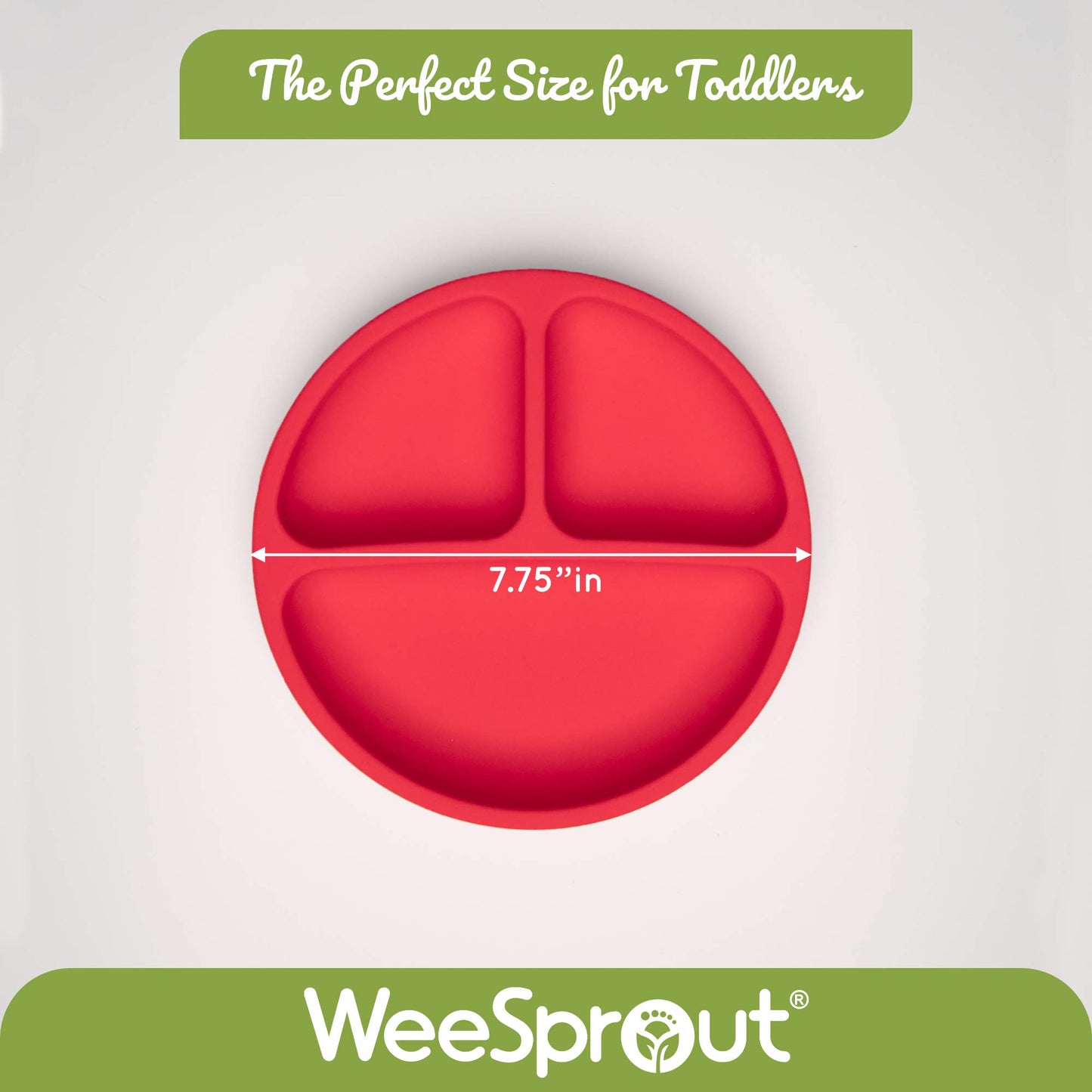 Weesprout Suction Plates For Babies & Toddlers | 100% Silicone | Plates Stay Put With Suction Feature | Divided Design | Microwa