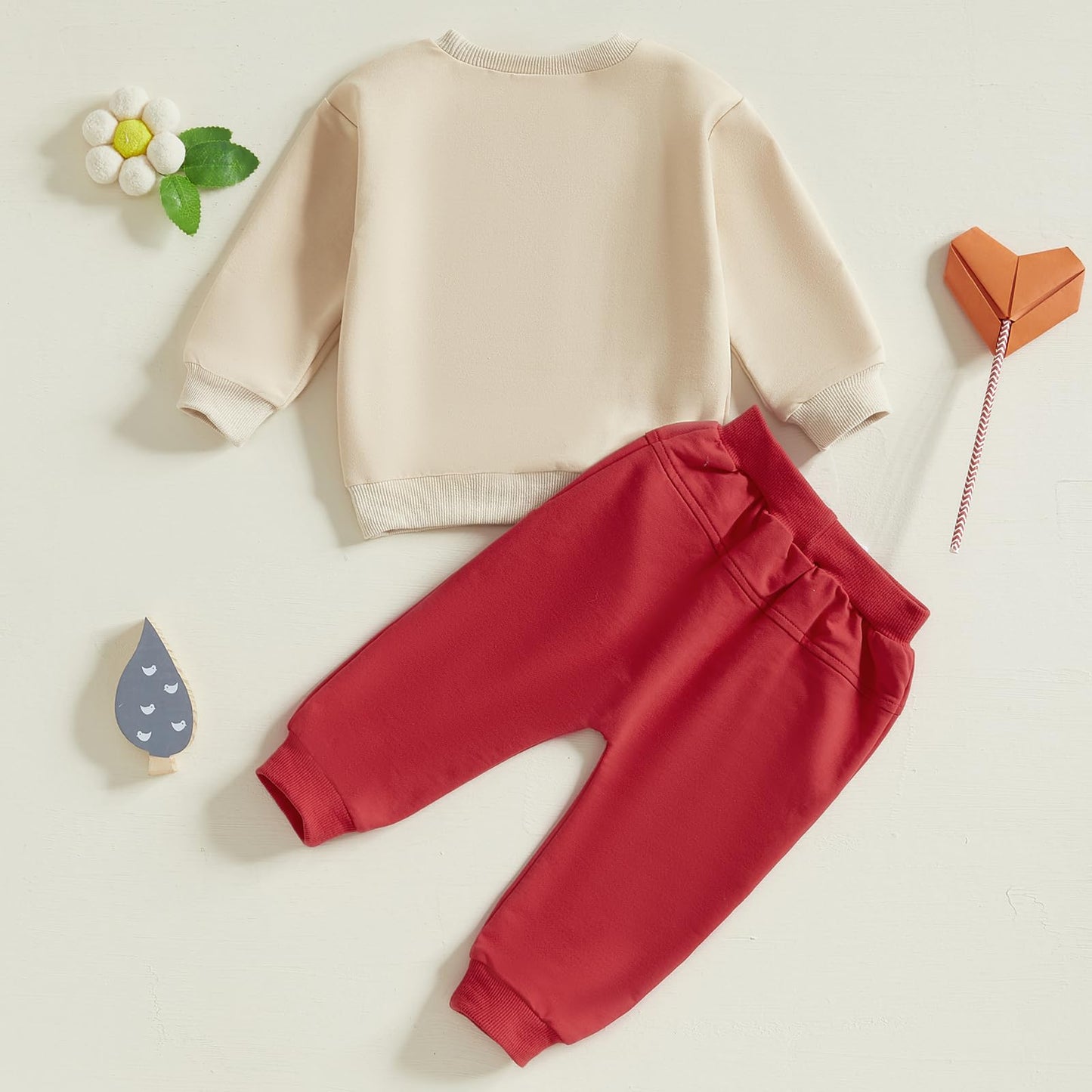 Fybitbo Baby Boys Fall Winter Clothing Set Heart Tractor Long Sleeve Shirts Tops And Pants 2Piece Valentines Day Outfits (Red-Va