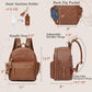 Miss Fong Small Diaper Bag Mini Diaper Bag Backpack, Leather Diaper Bag, Baby Diaper Bag, 11 Pockets Diaper Bag Organizer With H
