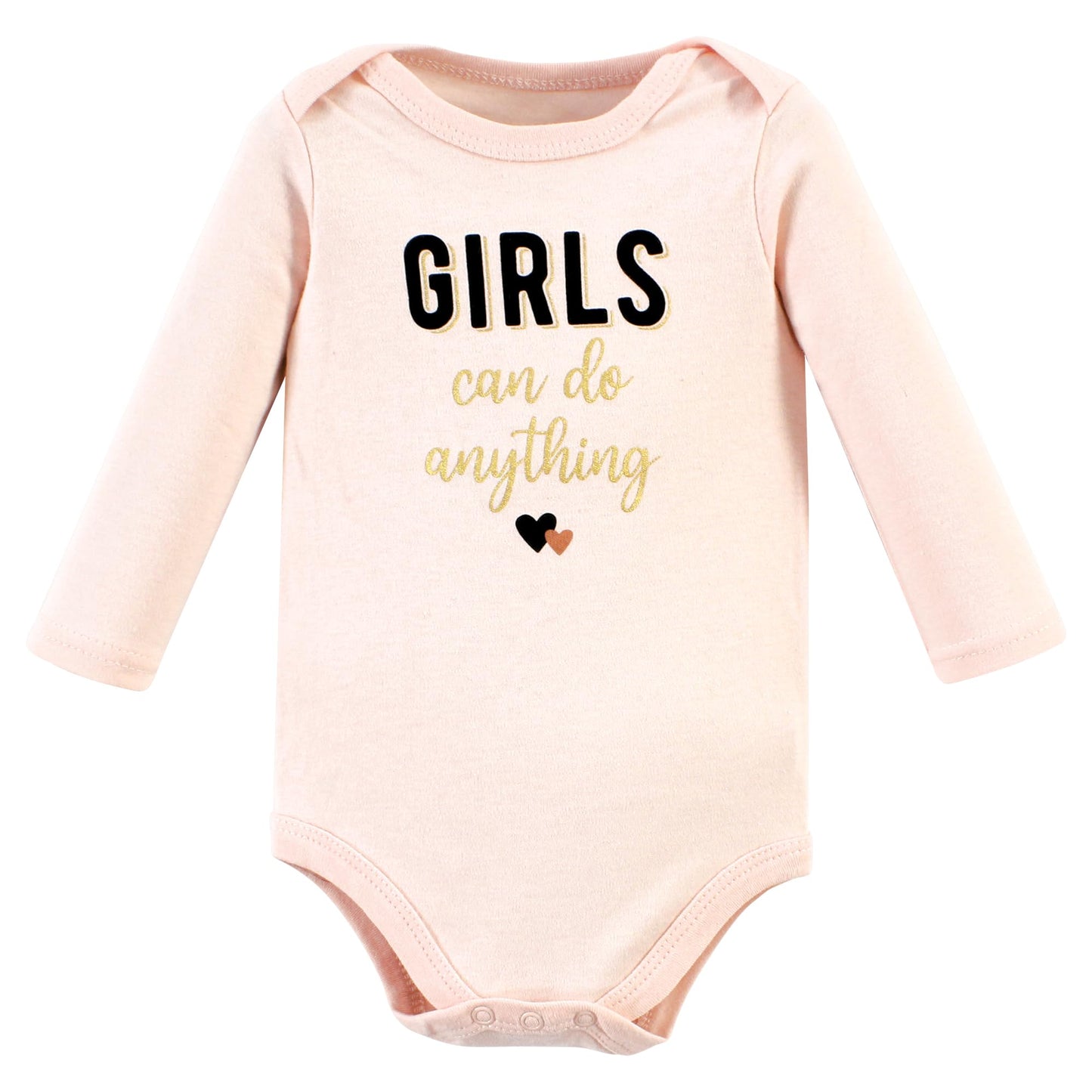 Hudson Baby Unisex Baby Cotton Long-Sleeve Bodysuits, Cinnamon Hearts 3 Pack, 9-12 Months