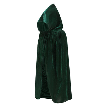 Knelor Kids Hooded Velvet Cloak Robe Halloween Cosutme Cape Fancy Cosplay Costumes 3 To 16 Years (S/Age 3-4, Green)