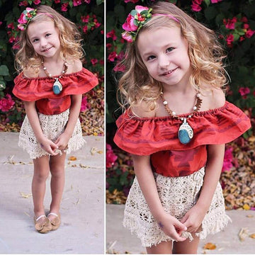 Baby Girl Moana Fancy Dress Romper Sister Matching Ruffle Lace Outfits Costume (12-18 Months, Romper)