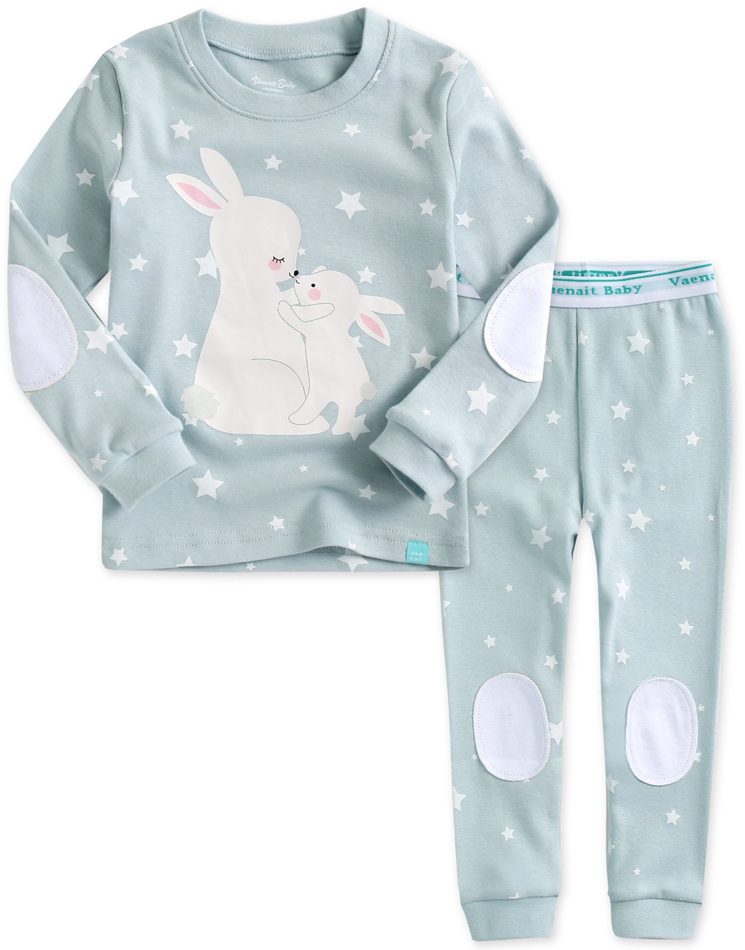 VAENAIT BABY Kids Girls 100% Cotton Sleepwear Pajamas 2pcs Set Blanc Rabbit S