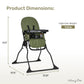 Dream On Me Snack and Stow Baby High Chair in Olive - Easy to Fold and Store, Portable Travel Chair With Removable and Three Pos