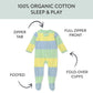 Honestbaby Baby Celebration Sleep & Play Footed One-Piece Pajama Sleeper 100% Organic Cotton, Easter Stripe Blue