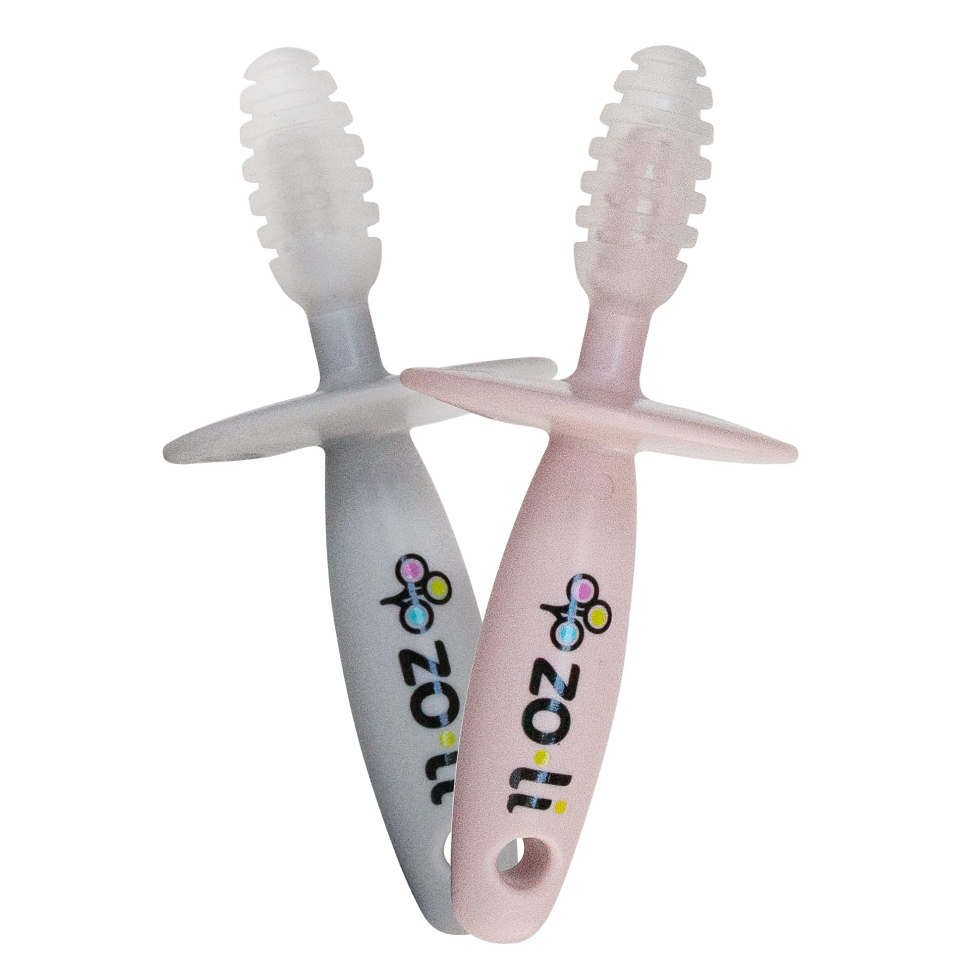 ZoLi CHUBBY GUMMY teether | 2 pack baby teething relief - Blush/Grey, BPA free teething stick - Teething Toy