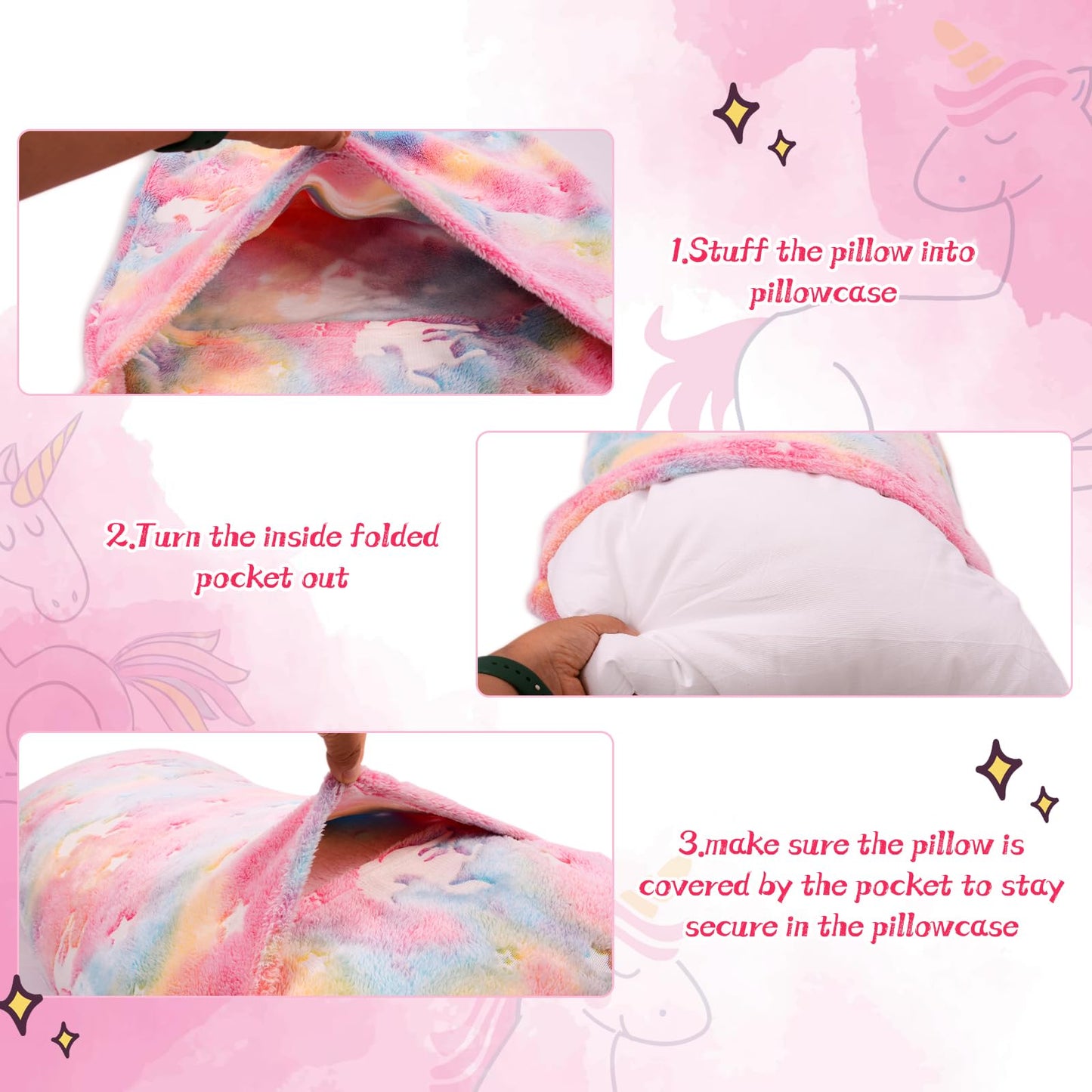 Cloele Body Pillow Cover Glow In The Dark Long Pillow Cases Full Length Pillow Case - 21X54 Inches Unicorns Ultra Soft Body Pill