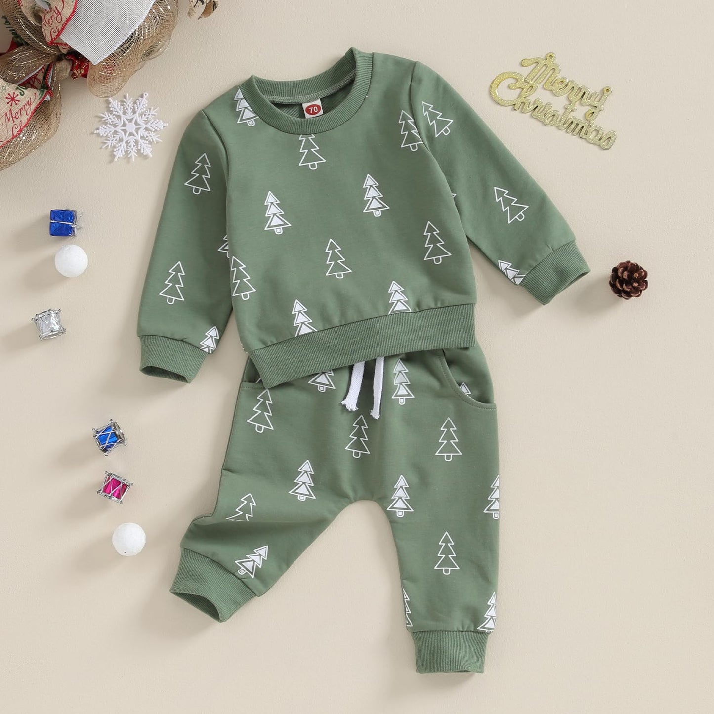 Newbgclo Baby Boy Christmas Outfit Long Sleeve Santa Letter Sweatshirt Top Jogger Pants Sets 2Pcs Toddler Boy Winter Clothes (A-