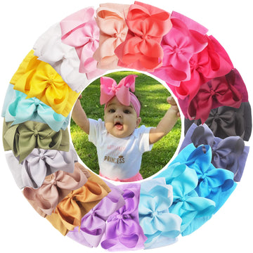 Cellelection 40 Colors Baby Grosgrain Ribbon Hair Bows Headbands 4.5Inch Hair Bows Headbands Big Bow Hair Bands Hair Accessories