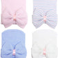 Dreshow Bqubo 4 Pack Newborn Hospital Hat Infant Baby Hat Cap With Big Bow Soft Cute Knot Nursery Beanie