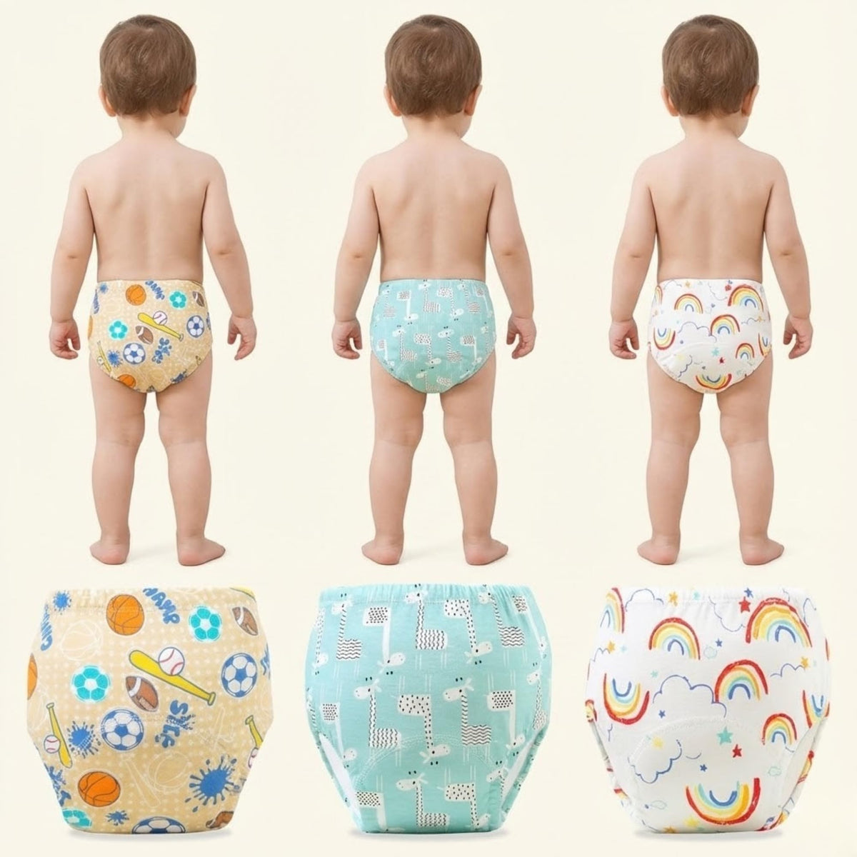 Bembika Baby Training Pant Soft Cotton Reusable Potty Training Pants For Kids LeakResistant, Padded Underwear For Babies To Sup