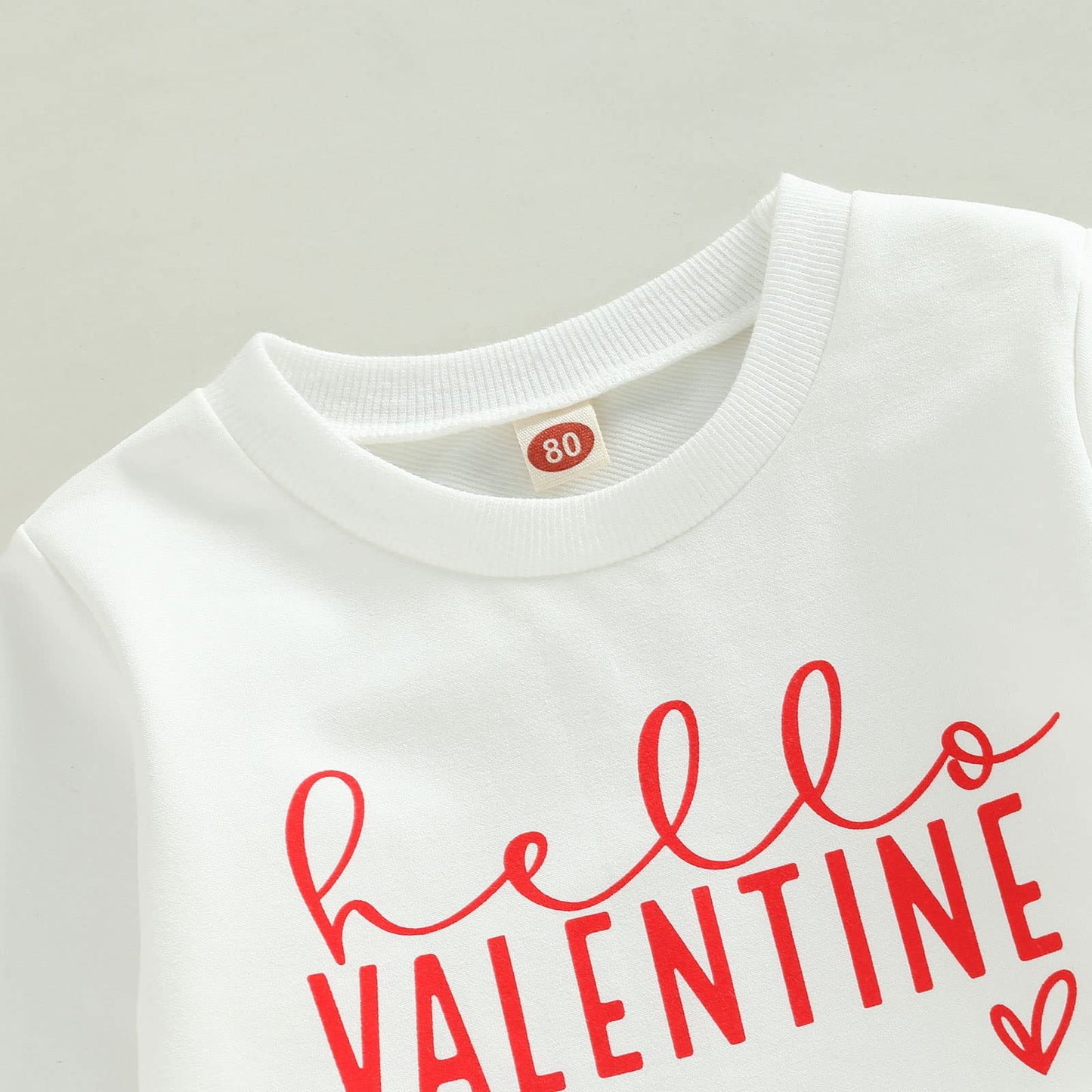 Iddolaka Toddler Baby Girls Valentines Day Outfits Long Sleeve Letter Sweatshirt Shirt Heart Flared Pants Spring Clothes (G-Whit