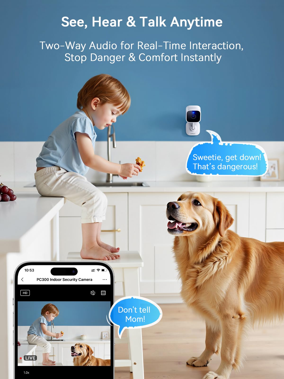 Outinput Indoor Security Camera 2K WiFi Camera?Home Security, Baby Monitor, Pet Camera?App Control, Instant Alert, Motion Detect