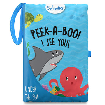 Skillmatics Peek-A-Boo Underwater Animal Book - Soft Cloth Book for Baby, Crinkle Pages for Sensory Play, Toddler Toys, Gifts fo