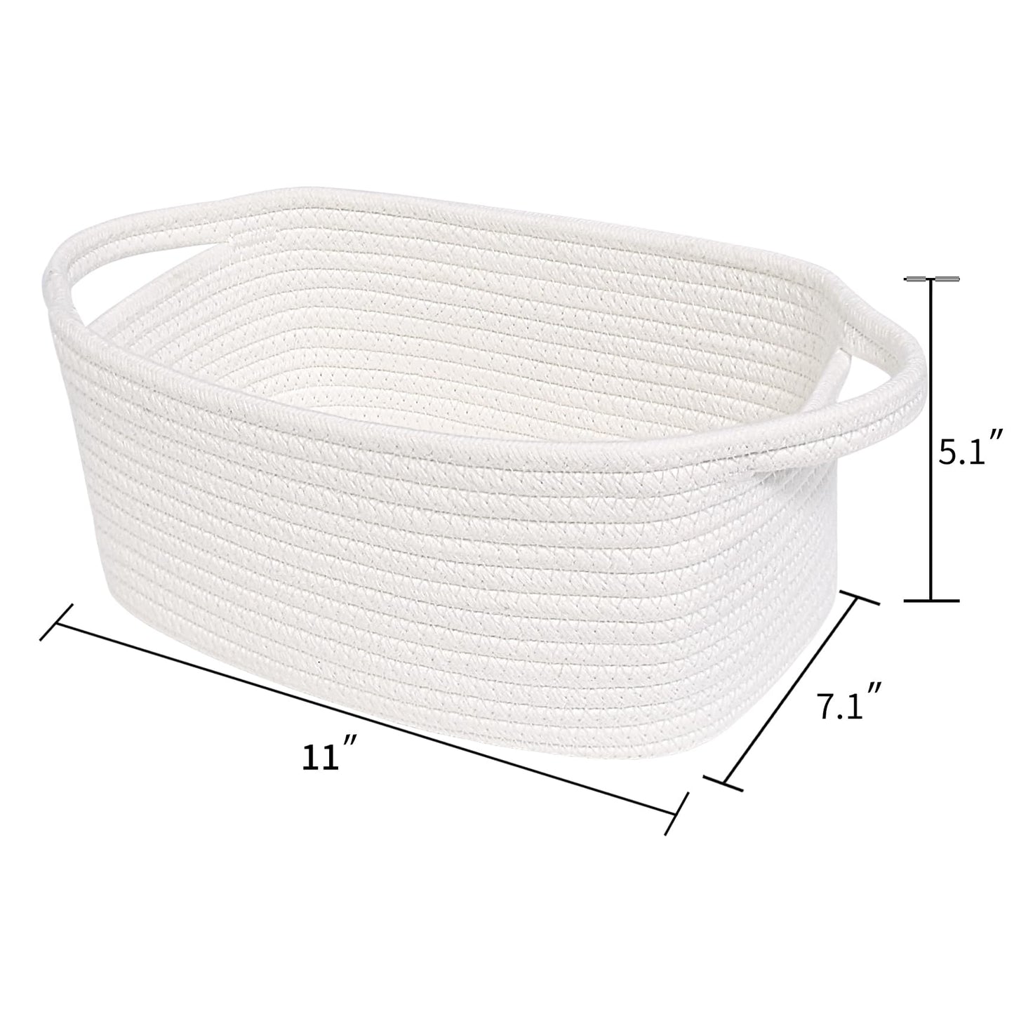 Abenkle Small White Basket, Soft Woven Storage Bins Baskets For Baby Cat And Dog Toys Organizer, Decorative Shelves Closet Organ