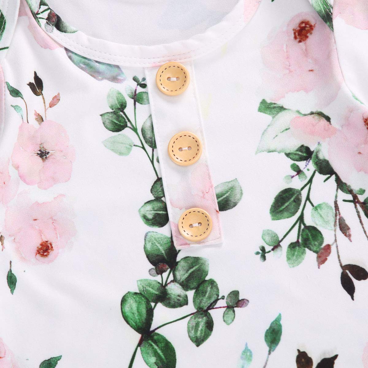 Infant Newborn Baby Girls Floral Sleep Gown Headband Sleepwear Romper Sleeping Bags Outfits (Floral&Pinkgreen, 0-3 Months)