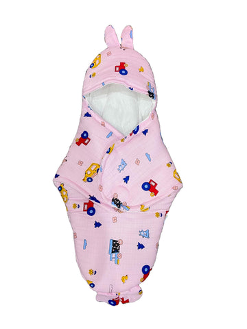 mittenbooty Bunny Wrapper or Swaddle in Ultra Soft Tractor Muslin Fabric Multicolour