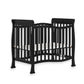 Dream On Me Violet 4-In-1 Convertible Mini Crib In Black, Greenguard Gold Certified, JPMA Certified, 3 Position Mattress Height 