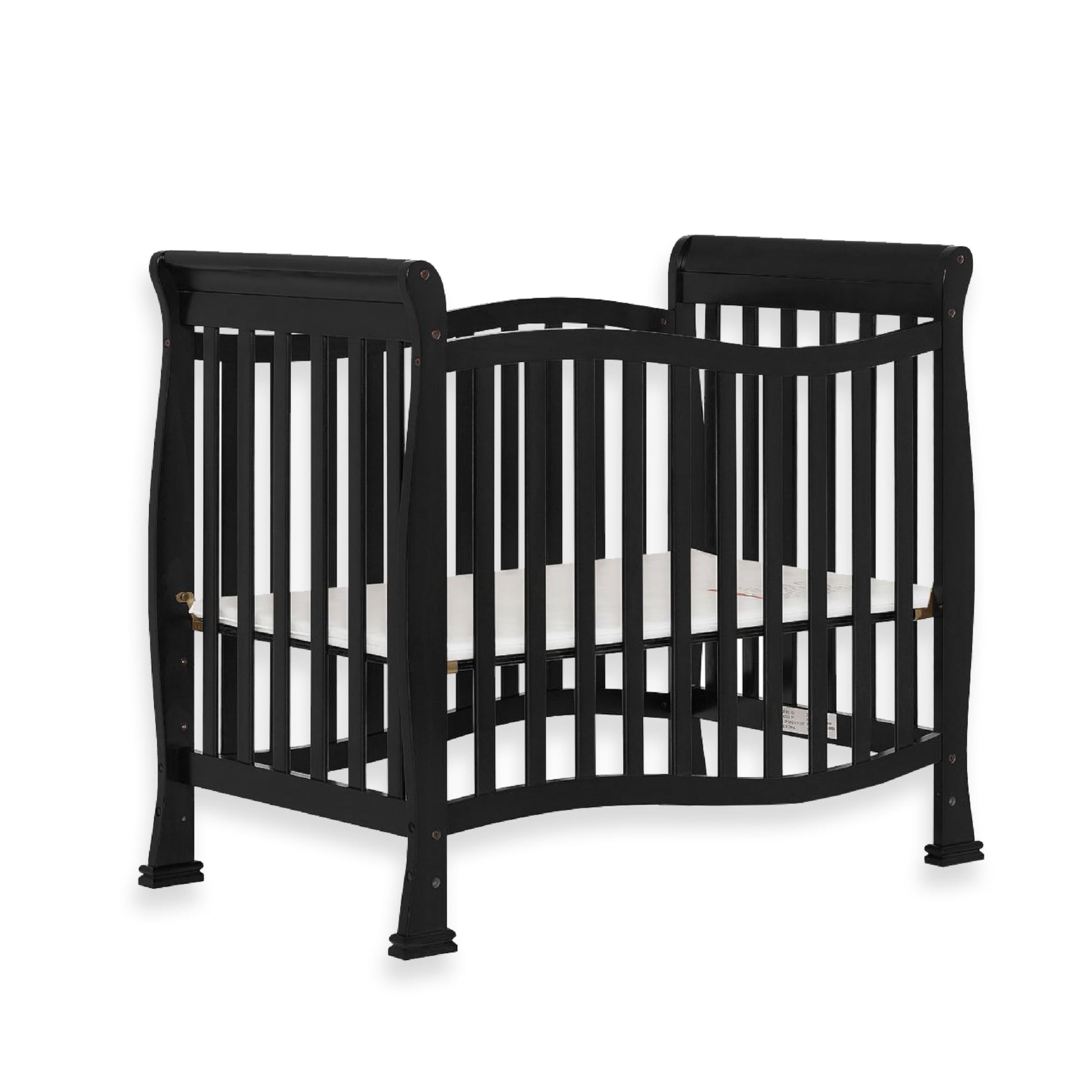Dream On Me Violet 4-In-1 Convertible Mini Crib In Black, Greenguard Gold Certified, JPMA Certified, 3 Position Mattress Height 